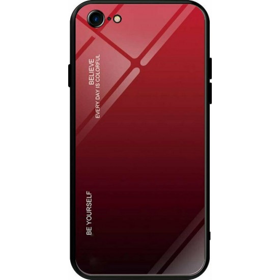 Gradient Glass Back Cover Κόκκινο μαύρο (iPhone SE 2020/8/7)