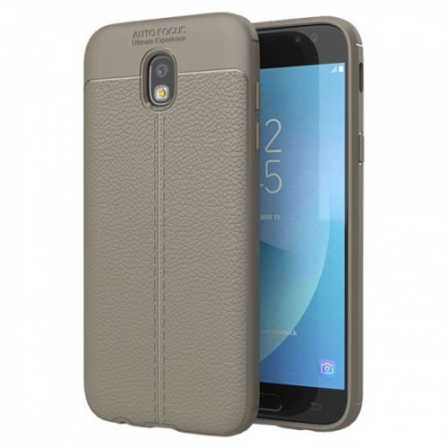 Litchi Pattern Flexible Cover TPU Θήκη για Samsung Galaxy J5 2017 J530 Γκρι