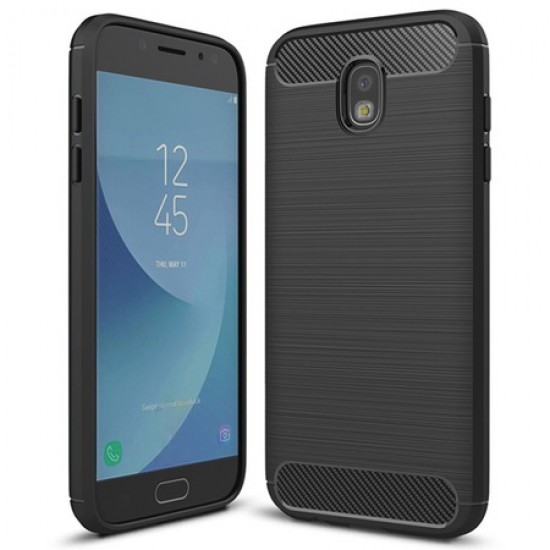 Forcell Carbon Back Cover Σιλικόνης Μαύρο (Galaxy J3 2017)