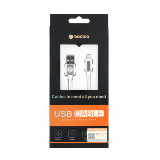 ΚΑΛΏΔΙΟ USB4 MOCOLO 3M ΑΝΘΕΚΤΙΚO SILVER LIGHTNING