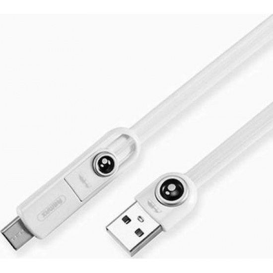 Remax Flat USB to Lightning / Type-C / Micro Usb Cable Λευκό 1m (Cutie)