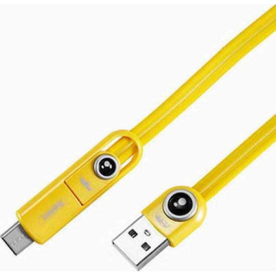 Remax Flat USB to Lightning / Type-C / Micro Usb Cable Κίτρινο 1m (Cutie)