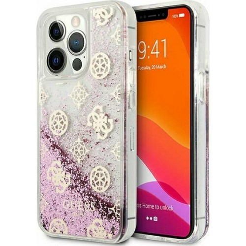 Guess Peony Liquid Glitter Back Cover Πλαστικό Pink (iPhone 13 Pro Max)