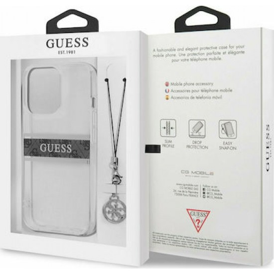 Guess 4G Strap Charm Back Cover Πλαστικό Διάφανο/Γκρι (iPhone 13 Pro Max)