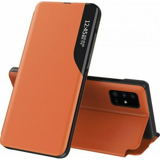 Eco Leather View Case Θήκη Πορτοφόλι με Stand - Πορτοκαλί (Samsung Galaxy A21S)