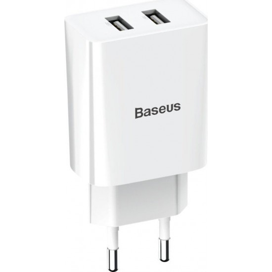 Baseus 2x USB Wall Adapter Λευκό (CCFS-R02)