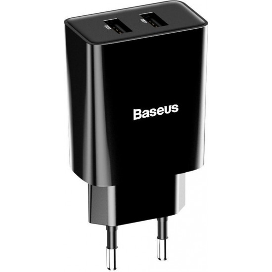 Baseus 2x USB Wall Adapter Μαύρο (CCFS-R01)