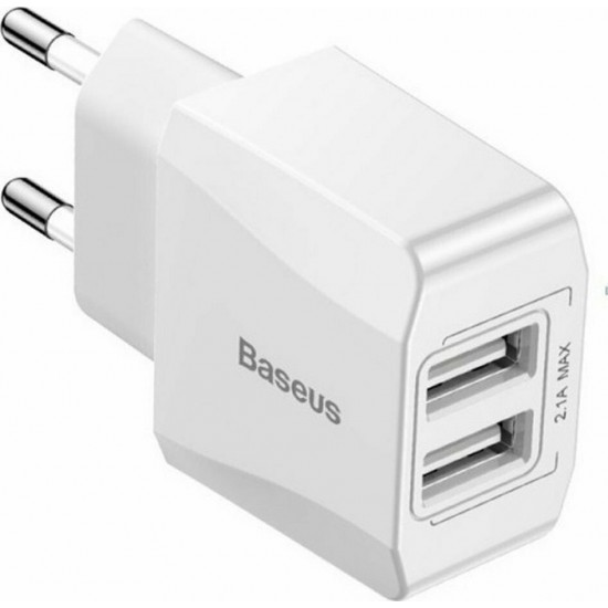 Baseus 2x USB Wall Charger Λευκό (Mini Dual-U)