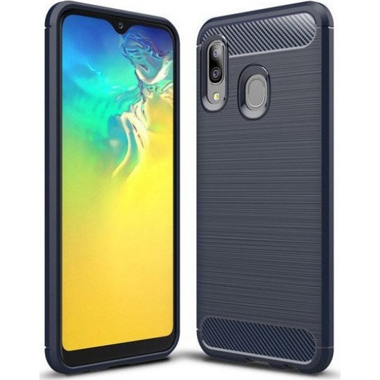 Carbon Brushed Back Cover Σιλικόνης Μπλε (Galaxy A20e)