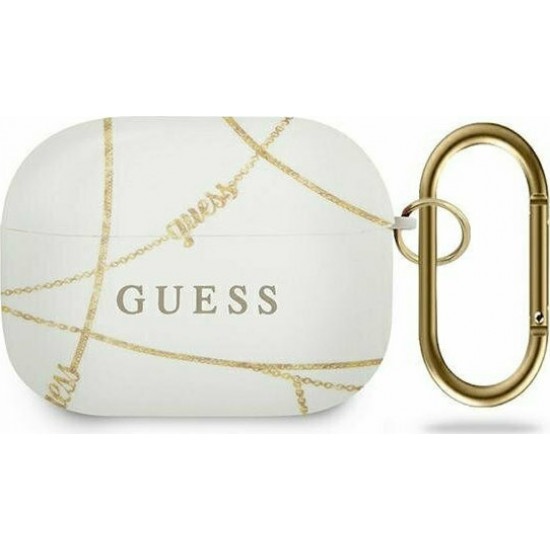 Guess Chain Collection Cover Λευκό / Χρυσό (Apple AirPods Pro)