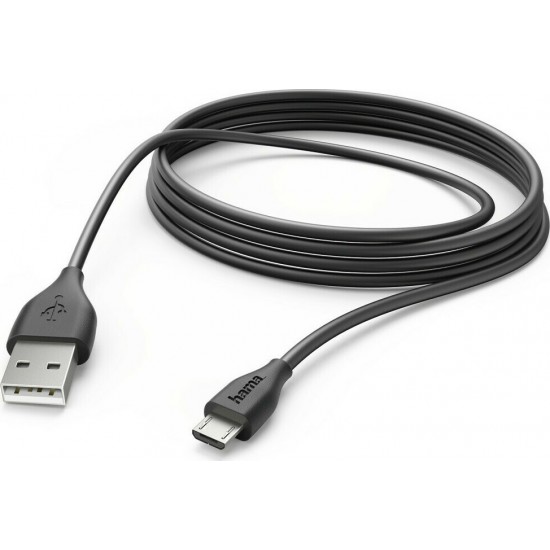 HAMA Regular USB 2.0 to micro USB Cable Μαύρο 3m 