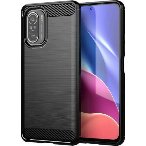 Hurtel Carbon Back Cover Σιλικόνης Μαύρο (Poco F3)