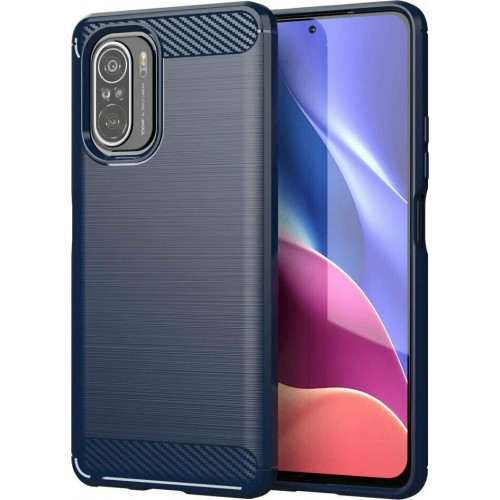 Hurtel Carbon Fiber Back Cover Σιλικόνης Μπλε (Poco F3)