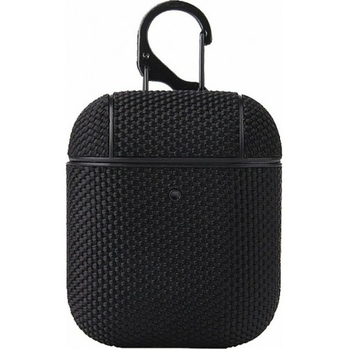Hurtel Nylon Hard Case With Carabiner Μαύρο (Apple AirPods)