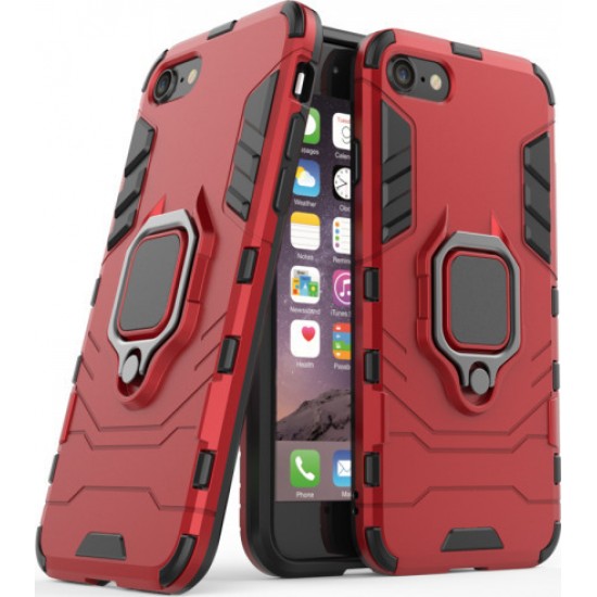 Hurtel Ring Armor Kickstand Back Cover Πλαστικό Κόκκινο (iPhone SE 2020/8/7)