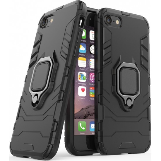 Hurtel Ring Armor Kickstand Back Cover Συνθετική Μαύρο (iPhone SE 2020/8/7)