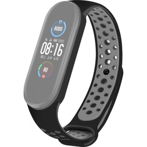 Λουράκι Σιλικόνης Two Tone Breathable Black / Grey (Mi Band 5/6) Λουράκι Σιλικόνης Two Tone Breathable Black / Grey (Mi Band 5/6)