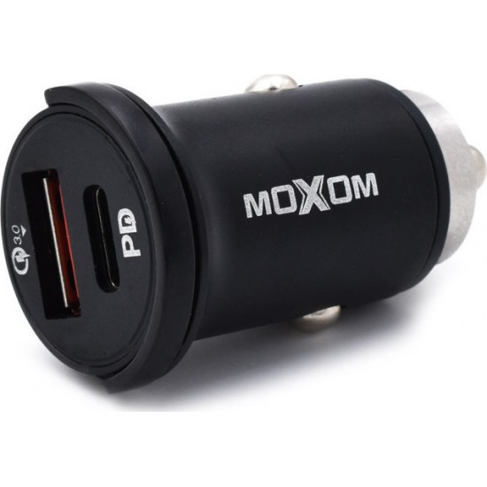 Moxom Φορτιστής Αυτοκινήτου Μαύρος 3.6A με Θύρες: 1xUSB 1xType-C
