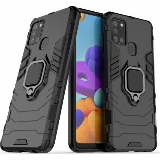 Ring Kickstand Back Cover Μαύρο (Galaxy A21s)