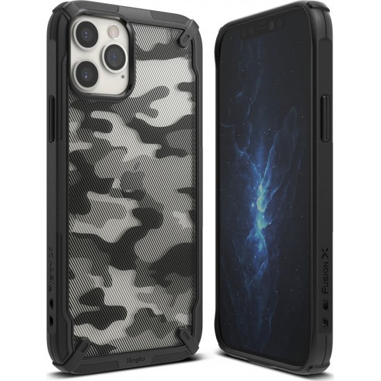 Ringke Fusion X Back Cover Πλαστικό / Bumper Σιλικόνης Camo Black (iPhone 12 / 12 Pro)