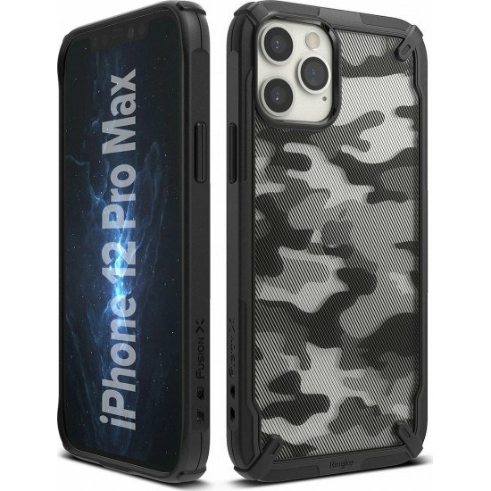 Ringke Fusion X Back Cover Πλαστικό / Σιλικόνης Camo Μαύρο (iPhone 12 Pro Max)