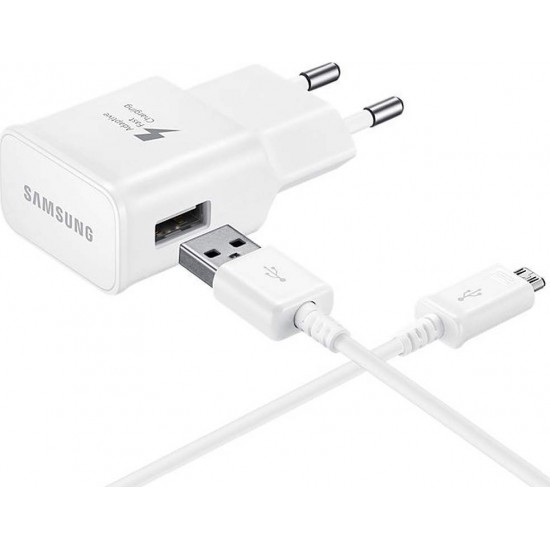 Samsung micro USB Cable & Wall Adapter Λευκό (EP-TA20EWE & ECB-DU4AWE) (Retail) 15w