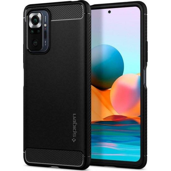 Spigen Rugged Armor Back Cover Σιλικόνης Μαύρο (Redmi Note 10 Pro)