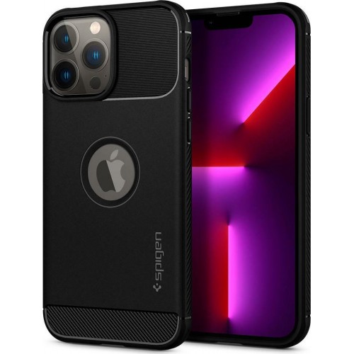 Spigen Rugged Armor Back Cover Σιλικόνης Μαύρο (iPhone 13 Pro Max)