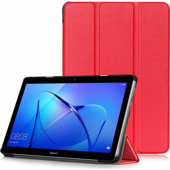 Trifold Θήκη Βιβλίο με Σιλικόνη Flip Cover Για Samsung Galaxy Tab A7 (2020) 10.4" Κόκκινη