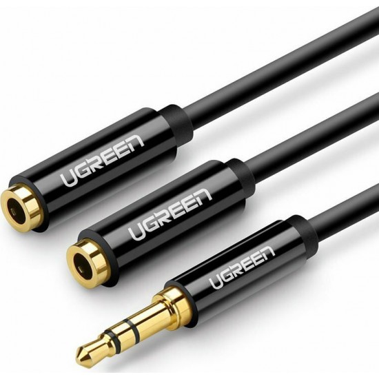 Ugreen Cable 3.5mm male - 2x 3.5mm female Μαύρο 0.25m (20816)