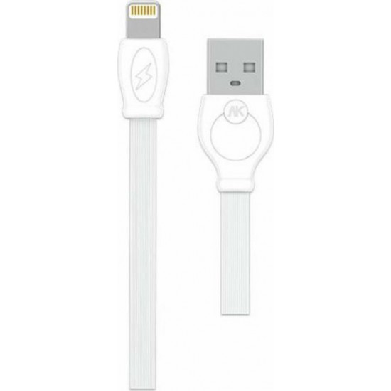 WK Flat USB to Lightning Cable Λευκό 3m (WDC-023W)
