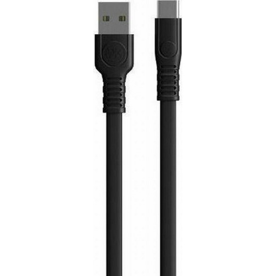 WK Regular USB 2.0 Cable USB-C male - USB-A male Μαύρο 2m (WDC-066)