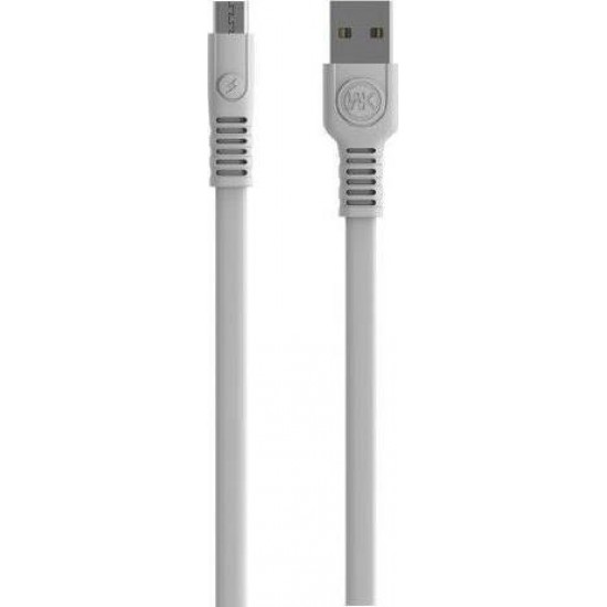 WK Regular USB 2.0 to micro USB Cable Λευκό 2m (WDC-066)