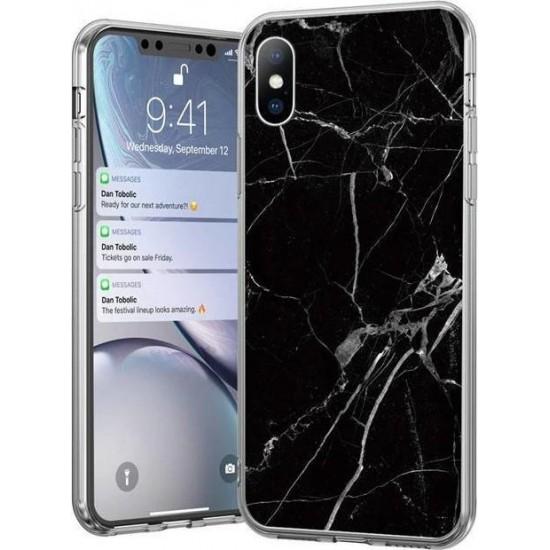 Wozinsky Marble Back Cover Σιλικόνης Μαύρο (iPhone SE 2020/8/7)