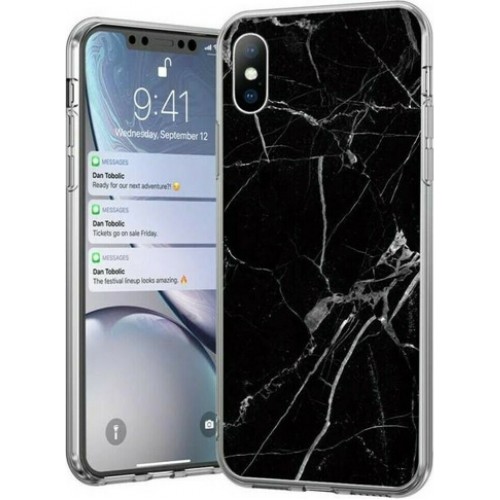 Wozinsky Marble Back Cover Σιλικόνης Μαύρο (iPhone X / Xs)