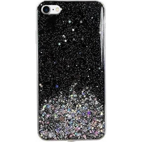Wozinsky Star Glitter Back Cover Σιλικόνης Μαύρο (iPhone SE 2020/8/7)