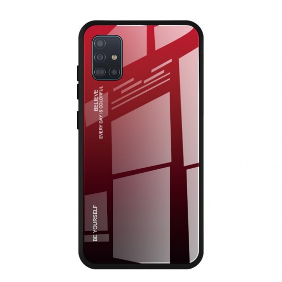 Gradient Glass Durable Cover with Tempered Glass Back Samsung Galaxy A51 / A31  black-red