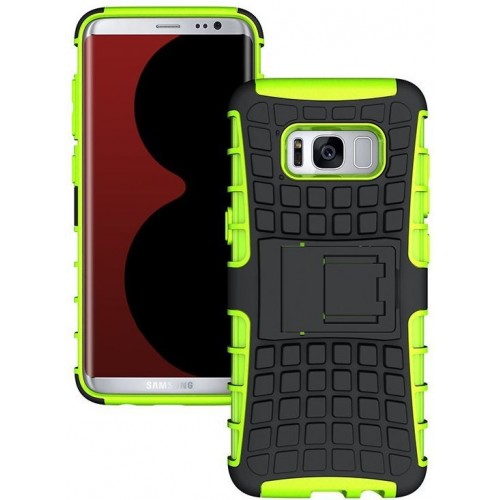 ΘΗΚΗ ΣΙΛΙΚΟΝΗΣ KICKSTAND SAMSUNG GALAXY S8 PLUS ΠΡΑΣΙΝΟ ΜΑΥΡΟ