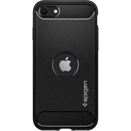 Spigen Rugged Armor Back Cover Σιλικόνης Μαύρο (iPhone SE 2020)