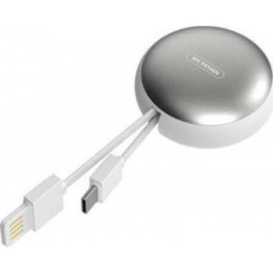 WK Retractable USB 2.0 Cable USB-C male - micro USB-A male Λευκό 1m (WDC-063)
