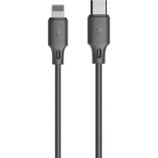 WK WDC-115 USB 2.0 Cable USB-C male - Lightning Μαύρο 1m