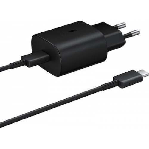 Samsung Φορτιστής με Θύρα USB-C και Καλώδιο USB-C 25W Μαύρος (EP-TA800X Retail)