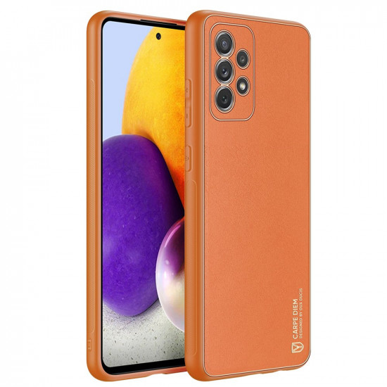 Dux Ducis Samsung Galaxy A72 4G / A72 5G Yolo Elegant Series Θήκη με Επένδυση Συνθετικού Δέρματος - Orange