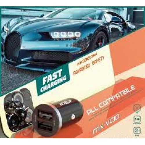 Moxom Φορτιστής Αυτοκινήτου Μαύρος 2.4A με Θύρες: 2xUSB