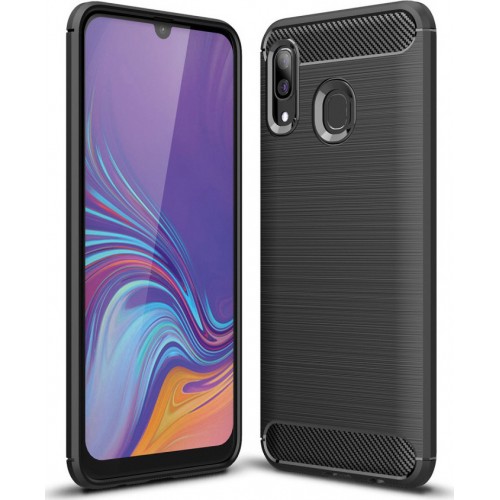 OEM ΘΗΚΗ ΣΙΛΙΚΟΝΗΣ CARBON ΓΙΑ SAMSUNG GALAXY A40 ΜΑΥΡΟ