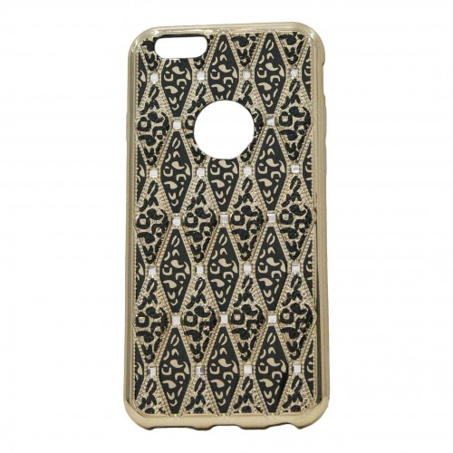 OEM ΘΗΚΗ ΣΙΛΙΚΟΝΗΣ ΓΙΑ APPLE IPHONE 6G/6S ΜΕ ΣΧΕΔΙΑ ΜΑΥΡΗ-ΧΡΥΣΗ