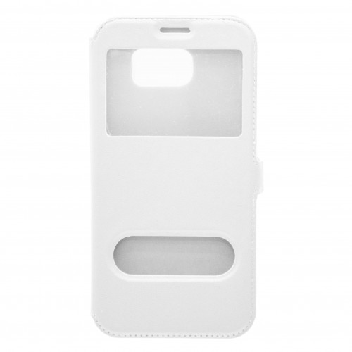 OEM ΘΗΚΗ ΒΙΒΛΙΟ ΜΕ ΠΑΡΑΘΥΡΑ ΓΙΑ SAMSUNG GALAXY J5 (2017) ΜΕ ΠΛΑΓΙΟ ΚΟΥΜΠΩΜΑ ΛΕΥΚΟ