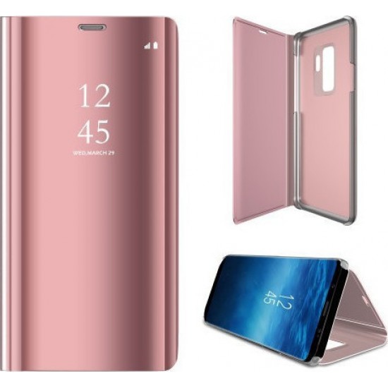 Oem Θήκη Clear View Cover Για Samsung Galaxy A42 5G Χρυσή-Ροζ