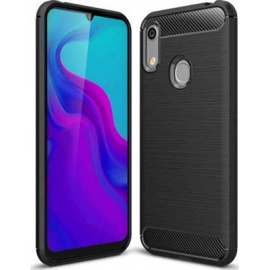 ΘΗΚΗ ΣΙΛΙΚΟΝΗΣ CARBON ΓΙΑ HUAWEI P SMART Z / HONOR 9X / Y9 PRIME 2019 ΜΑΥΡΟ