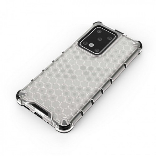 OEM ΘΗΚΗ HONEYCOMB CASE ARMOR COVER WITH TPU BUMPER ΓΙΑ SAMSUNG GALAXY S20 ULTRA ΔΙΑΦΑΝΟ